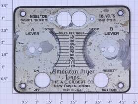 Pa12b375 American Flyer S Gauge 250 Watt Transformer Face Plate