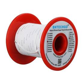 Sw20g100008f100w Bntechgo 20 Gauge Silicone Wire Spool 100 Ft White Flexible Awg Stranded T
