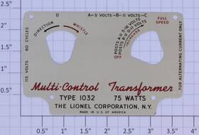 1032-10 Lionel Transformer Plate