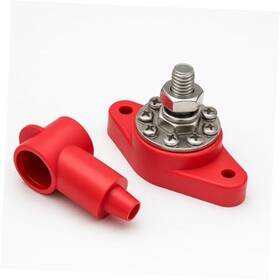 Btbb-8pc Mgi Power Distribution Block 8 Point Bus Bar Junction Post With Cover 3/8 Inch Red