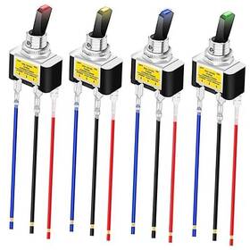 Kk-us-022 Mkbklljy 4pcs Lighted Toggle Switch Dc 12v 30a Spst 3 A.1 Red 1 Yellow Blue Green