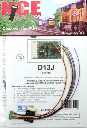 5240174 Nce 524174 D13j Decoder Dcc Accessory For Athearn/other Locomotives