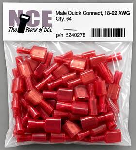 524-278 Nce Dcc Nce0278 Male Quick Connect Terminals Red 18 22 Awg 64-pack