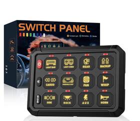 A500-sp1-12wx-gl Novsight 12 Gang Switch Panel Wireless High Power Multifunction 12v Switch. H3