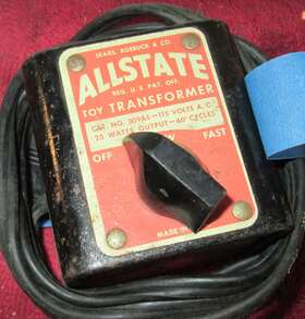 309as Sears Robuck And Co. Allstate Toy Transformer No. 115v Ac 25 Watts 60 Cycles