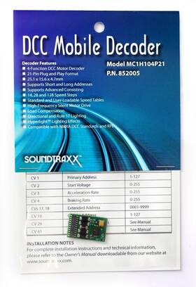 852005 Soundtraxx Dcc Mobile Decoders 21 Pin 4 Function Bob The Train Guy