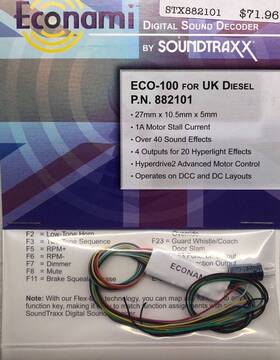 Eco-100 Soundtraxx 882101 New Econami For Uk Diesel Sound Decoder - Authorized