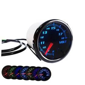 Rsc457 Sreuoil 2-1/16 Inch 52mm Voltage Gauge Smoked Lens Tinted 7 Color Volt Black Dial