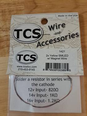 1421 Tcs Surface-mount Led With Attached Magnet Wire Leads Yellow Pkg 2
