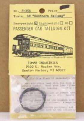 H-353 Tomar Industries Ho Southern Railway Heavyweight Passenger Tailsign Kit