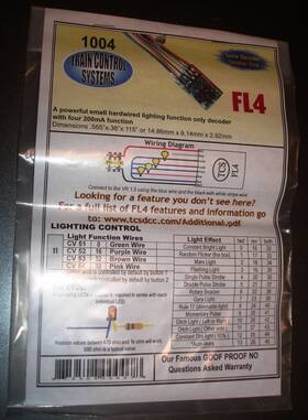 4-function Train Control Systems 879508000078 Ho Decoder Fl4/4-function Only
