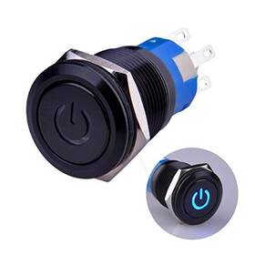 1no1nc Ulincos U19c1 Latching Pushbutton Switch Spdt On/off Black Blue Led With