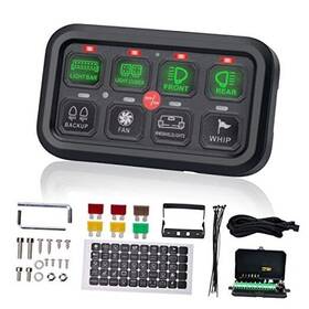 Yvoone-auto 700721644452 8 Gang Switch Panel - Universal 12v Circuit Electronical Version Green
