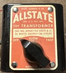 Sears Robuck & Co. Allstate Toy Transformer No. 309AS 115V Ac 25 Watts 60 Cycles. Fixed Price $21.99.