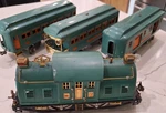 Lionel Standard Gauge 10E Green Electric Locomotive W/ 332 339 341 Cars. Fixed Price $250.00.