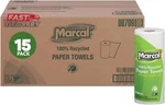 Marcal Paper Towels 100% Recycled 2-PLY, 60 Sheets Roll Case Of 15 Individ. Fixed Price $42.06.