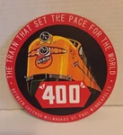 Chicago North Western Railroad Metal 7-3/4" Round Plaque-sign Train "400". Fixed Price $14.00.