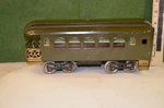 Lionel Olive Observation Car Standard Gauge, 10 1/2". Fixed Price $40.00.