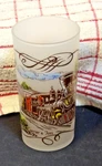 Gay Fad Frosted Currier And Ives Train Glass 5.5 Tall. Fixed Price $6.99.