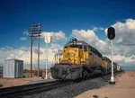 Up 8080 SD40-2H With Westbound Train At Signal 1742 X 10 Photo. Fixed Price $12.99.