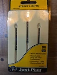 Ho Scale Woodland Scenics JP5633 Just Plug Lamp Post Street Lights (3) Pcs. Fixed Price $24.00.