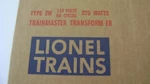 Lionel Zw Licensed Corrugated Transformer Reproduction Box W/four Inserts. Fixed Price $24.95.