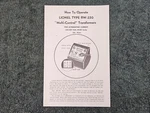 Lionel Type RW-250 Trainsmaster Transformer 100 Watts Instructions Original. Fixed Price $10.99.