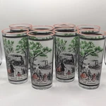 Vintage 1960'S Libbey Currier & Ives Glasses Riverboat Express Train Set Of 8. Fixed Price $71.25.