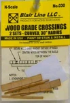 New Scale Blair Line #030 Laser Cut Curved Wood Grade Crossings 30"R Kit. Fixed Price $5.52.