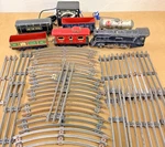 1940S Louis Marx Electric Metal Train Set Gauge Tin Litho Track Transformer. Fixed Price $306.45.