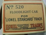 Lionel Prewar Standard Gauge #520 Floodlight Car - In The Box. Fixed Price $150.00.