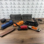 Lionel Electric Train Set Lot Blue Locomotive Red Crane Jersey Central W/ Tracks. Fixed Price $149.95.